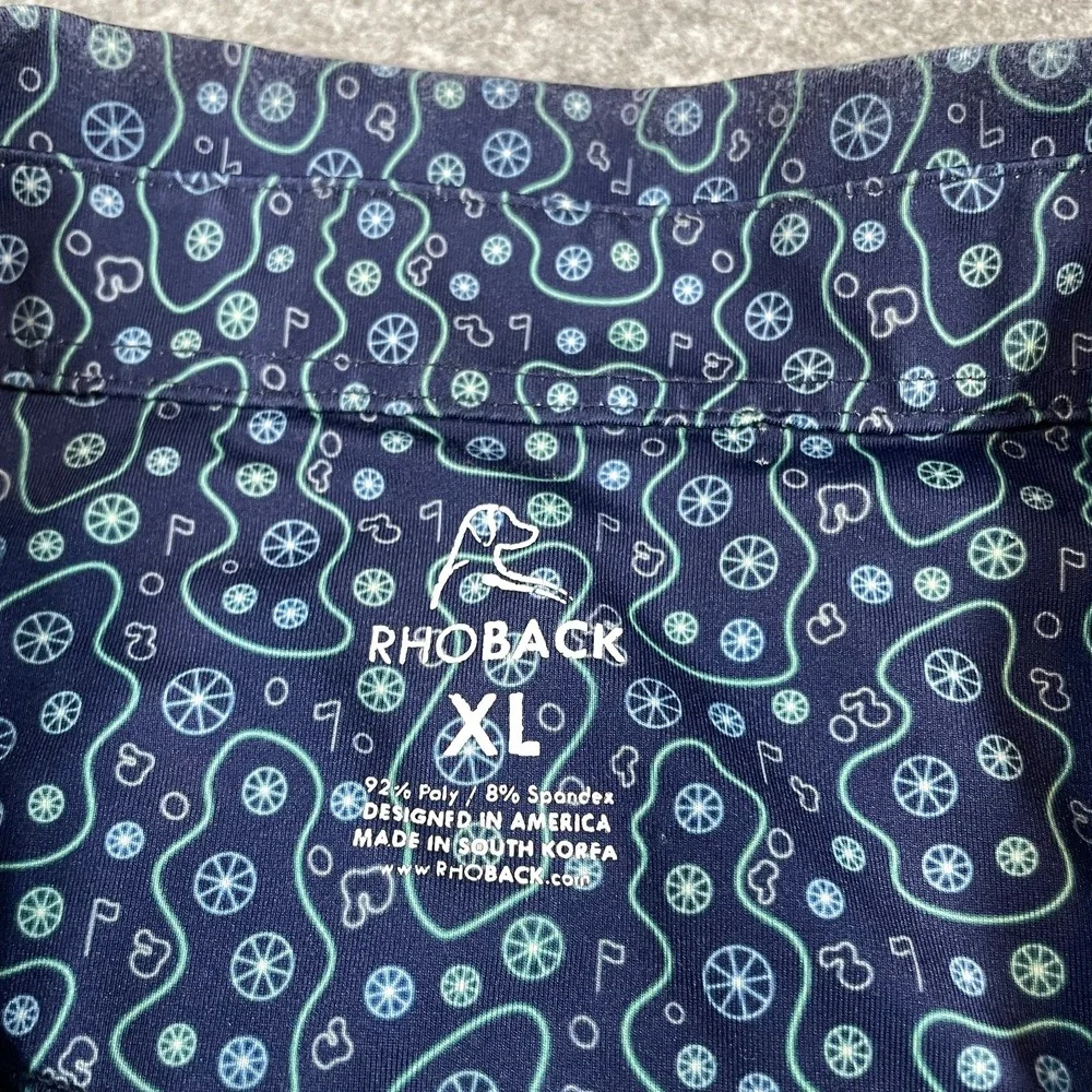 Rhoback Mens Polo Shirt XL Golf Course Abstract Performance Navy Blue